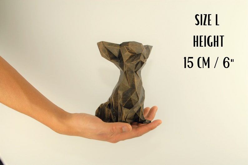 Low Poly Chihuahua Figurine Dog Hand Painted Chi Sculpture 3D Printed & Hand Painted Unique Christmas Gift Home Decor image 3