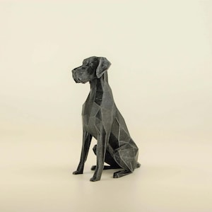 Figura de gran danés de baja poligonización, escultura de perro pintada a mano, regalo único para amantes de los perros y dueños de mascotas, decoración para el hogar