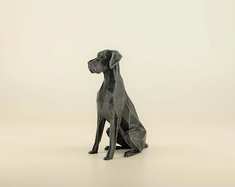 Low Poly Great Dane Figurine, Hand Painted Dog Sculpture, Unique Gift for Dog Lovers and Pet Owners, Interior Design Office Decor