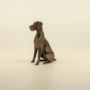 Low Poly Deutsche Dogge Figur, Handbemalte Hundeskulptur, Einzigartiges Geschenk für Hundeliebhaber und Haustierbesitzer, Deko für Zuhause Bronze
