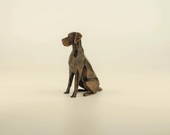 Low Poly Great Dane Figurine, Hand Painted Dog Sculpture, Unique Gift for Dog Lovers and Pet Owners, Interior Design Office Decor