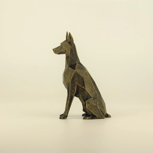 Doberman Figurine hand-painted, Low Poly Dobie Sculpture, Unique Gift for Dog Lovers and Pet Owners, Interior Design Home and Office Decor
