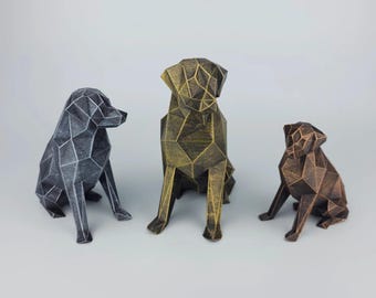 Labrador Retriever Figurine Low Poly, Hand-Painted Golden Retriever Sculpture, Minimalistic Lab Statue, Labrador Miniature, Golden Dog