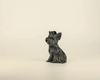 Low Poly Yorkshire Terrier Figurine, Hand Painted Yorkie Sculpture, Unique Gift for Dog Lovers and Pet Owners, Interior Design Office Decor