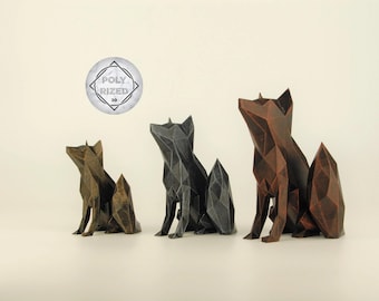 Sitzender Fuchs Figur, Handbemalte Fuchs Skulptur, Einzigartiges Geschenk für Tierliebhaber, Inneneinrichtung Deko für Zuhause und Büro