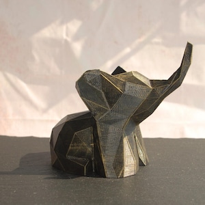 Low Poly Elephant Figurine | Baby Elephant sculpture | 3D Printed & Hand Painted | Unique Christmas Gift | Home and Office Decor