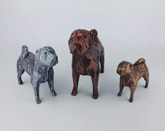 Shar Pei Figurine Low Poly, Hand-Painted  Cantonese Shar-Pei Sculpture, Minimalistic Chinese Fighting Dog Statue,  Modern elegant Miniature