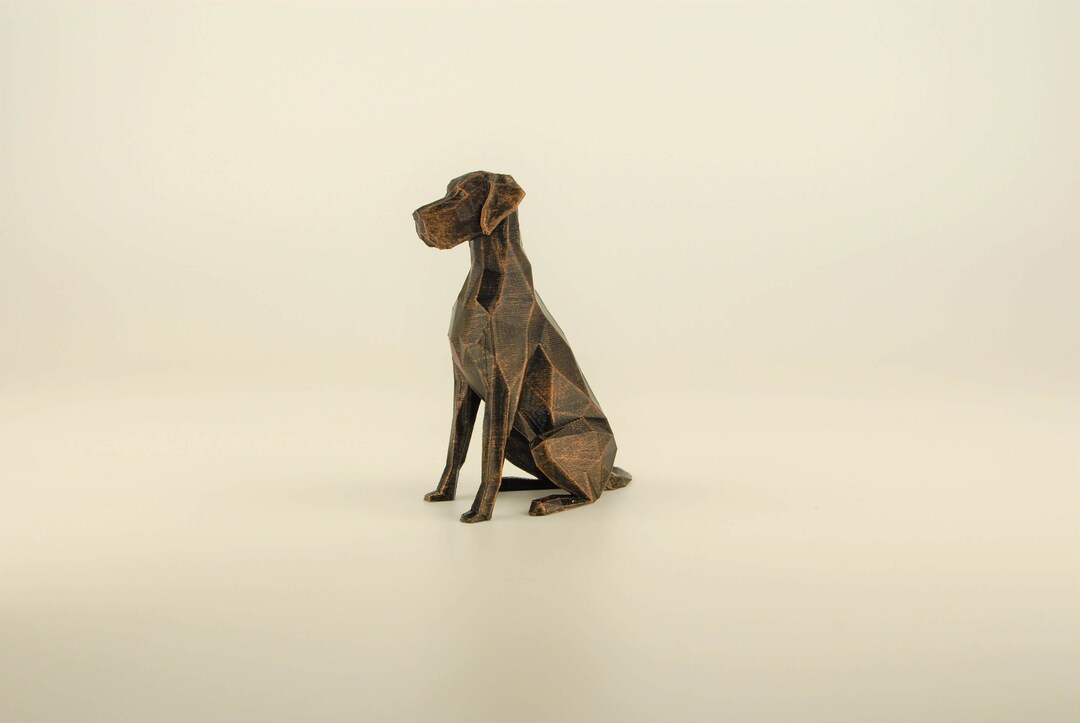 Low Poly Great Dane Figurine, Hand Painted Dog Sculpture, Unique Gift