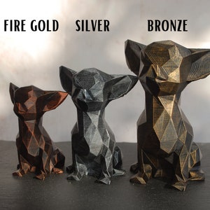 Low Poly Chihuahua Figurine Dog Hand Painted Chi Sculpture 3D Printed & Hand Painted Unique Christmas Gift Home Decor image 2