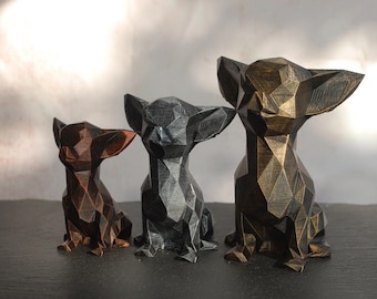 Low Poly Chihuahua Figurine Dog | Hand Painted Chi Sculpture | 3D Printed & Hand Painted | Unique Christmas Gift | Home Decor