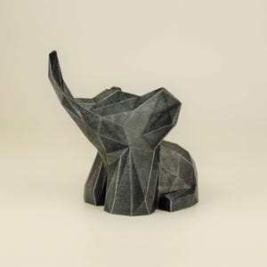 Elephant Figurine hand-painted, Low Poly Baby Elephant Sculpture, Unique Gift for Animal Lovers, Interior Design Office and Home Decor
