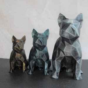 Low Poly Französische Bulldogge Hundefigur, Englische Bulldogge Skulptur, French Bully | 3D-gedruckt & handbemalt | Weihnachtsgeschenk