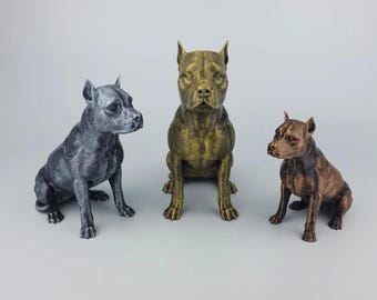 Staffordshire Bull Terrier Figurine Realistic, Hand-Painted Staffy Sculpture, Cute Stafford Statue, Staffy Bull Miniature, Sweet Bully Dog
