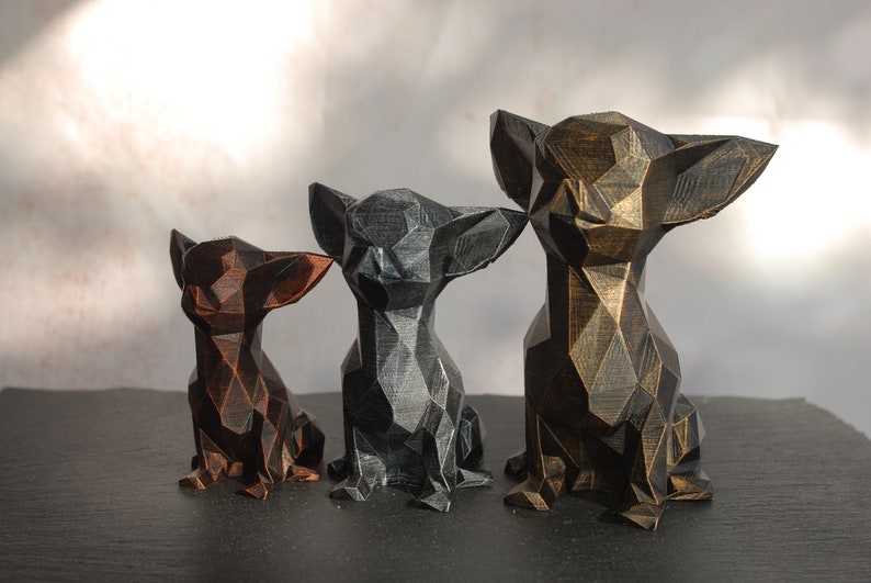 Low Poly Chihuahua Figurine Dog Hand Painted Chi Sculpture 3D Printed & Hand Painted Unique Christmas Gift Home Decor image 1