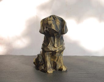 Low Poly Golden Retriever Dog Figurine | Labrador Puppy Sculpture | 3D Printed & Hand Painted | Unique Christmas Gift, Home and Office Decor