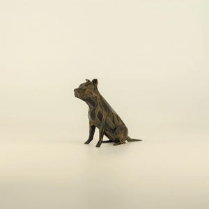Low Poly Staffordshire Bull Terrier, Hand Painted American Staffordshire Terrier Sculpture, Unique Gift for Dog Lovers and Pet Owners