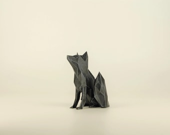 Sitting Fox Figurine | Hand-painted Fox Sculpture | Unique Gift for Animal Lovers | Interior Design Office and Home Decor