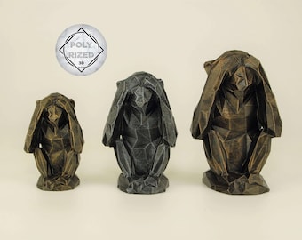 Monkey Figurine hand-painted, Low Poly Ape Sculpture, Unique Gift for Africa Animal Lovers, Interior Design Office and Home Decor