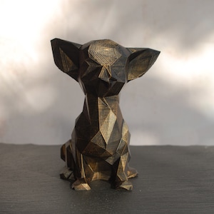 Low Poly Chihuahua Figurine Dog Hand Painted Chi Sculpture 3D Printed & Hand Painted Unique Christmas Gift Home Decor image 4