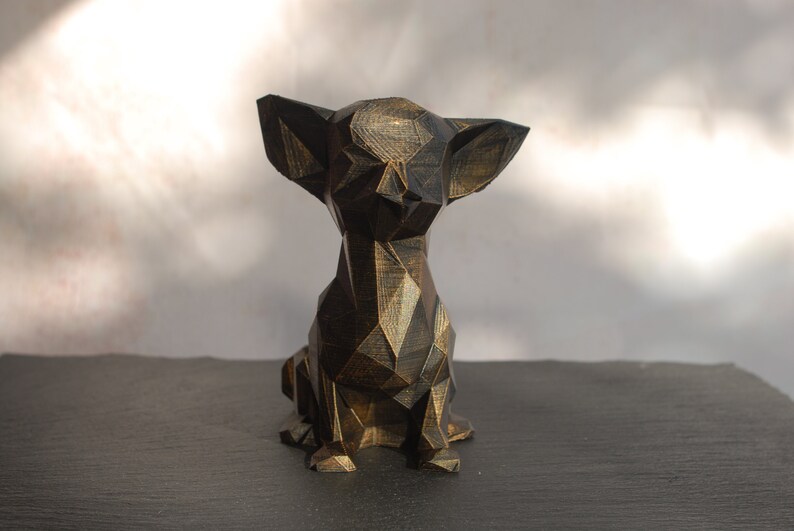 Low Poly Chihuahua Figurine Dog Hand Painted Chi Sculpture 3D Printed & Hand Painted Unique Christmas Gift Home Decor image 4