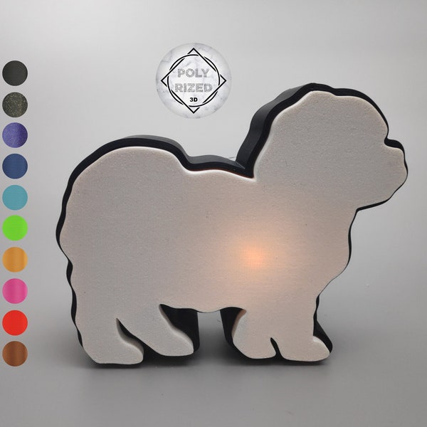 Malteser Herzschlag Nachttischlampe, Havaneser Silhouette LED Aufsteller, Geschenk für Tierliebhaber und Haustierbesitzer