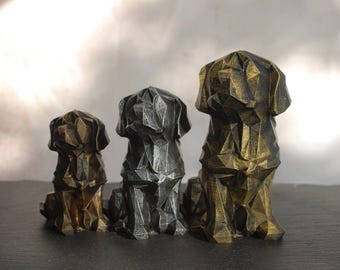 Low Poly Golden Retriever Dog Figurine | Labrador Puppy Sculpture | 3D Printed & Hand Painted | Unique Christmas Gift, Home and Office Decor