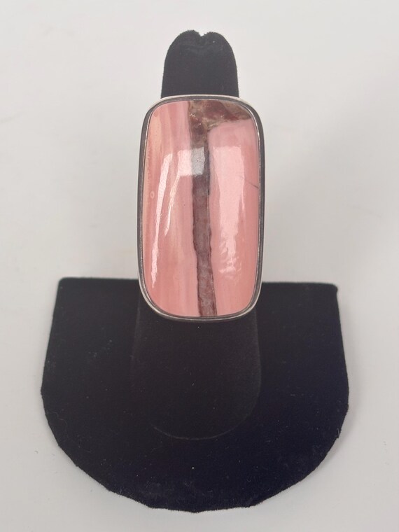 Rhodonite Statement Ring: Sterling Silver, Rectan… - image 1