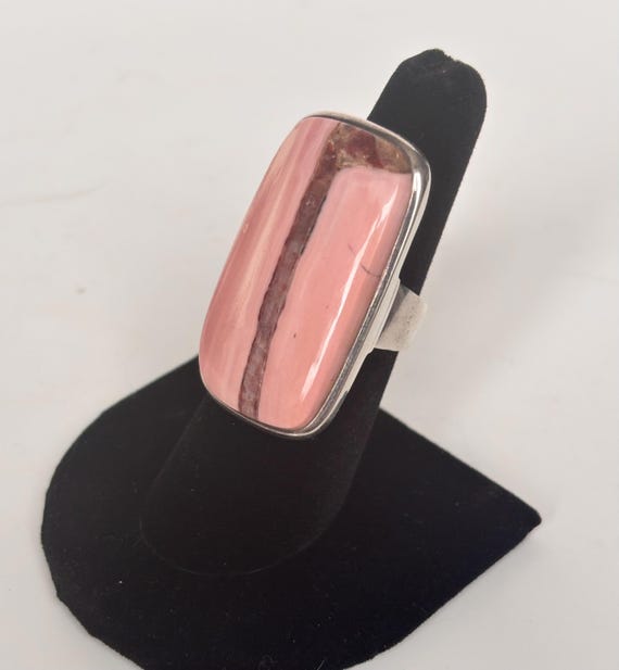 Rhodonite Statement Ring: Sterling Silver, Rectan… - image 4