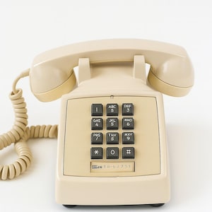 Vintage Cream Northern Telecom Push-Button Telephone - Model 2500 - Bell Canada - 1970s Rotary Style Landline - Mid Century Decor