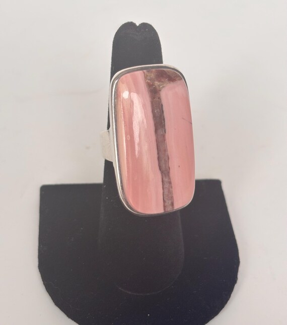 Rhodonite Statement Ring: Sterling Silver, Rectan… - image 5