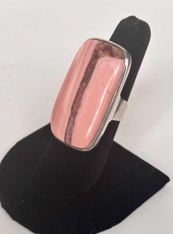 Rhodonite Statement Ring: Sterling Silver, Rectan… - image 3