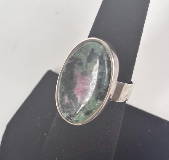 Oval Ruby Zoisite .925 Sterling Silver Ring - Siz… - image 2