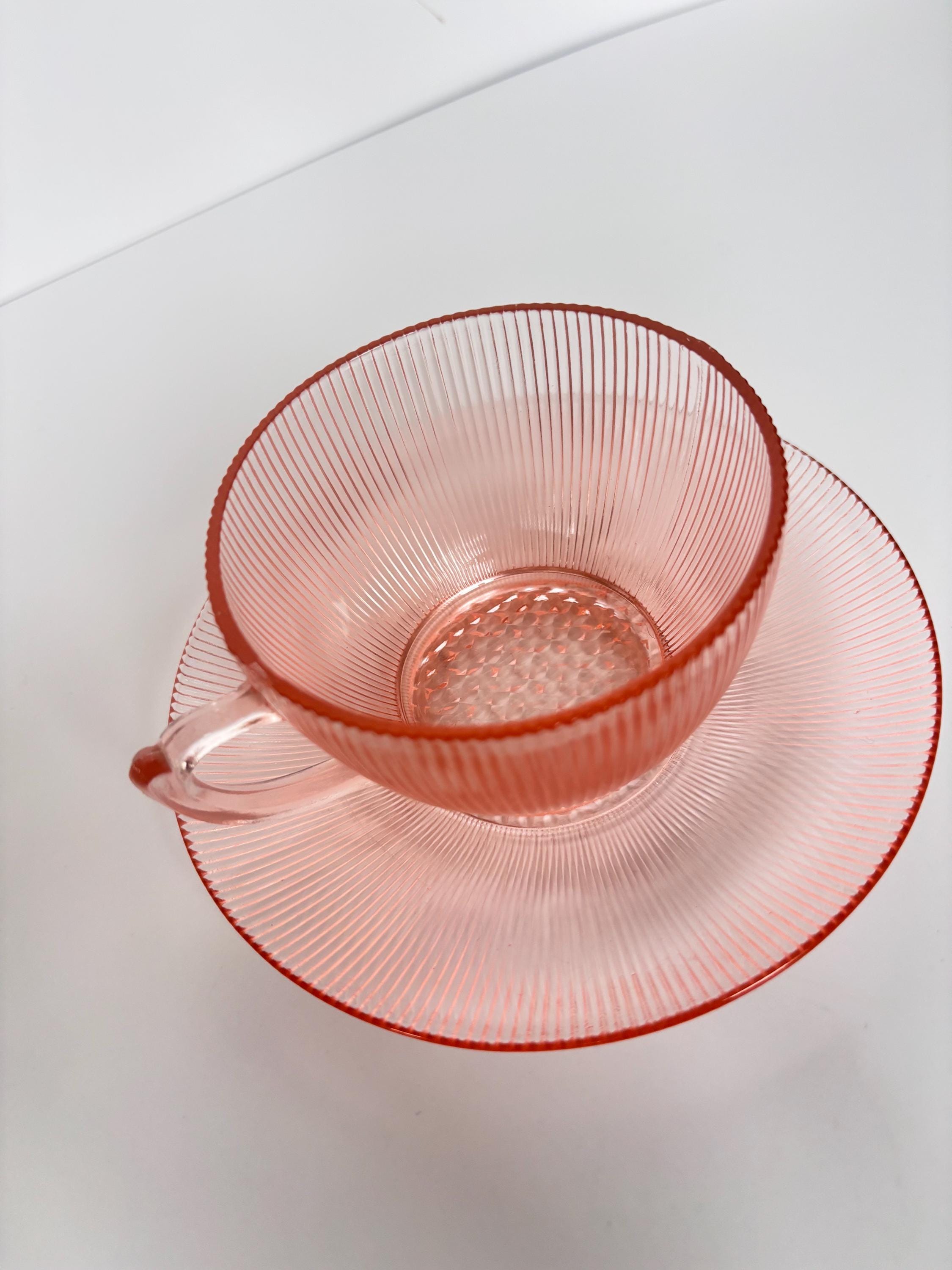 アメリカンアンティーク ピンクデプレッション ティーカップ6客セット