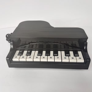 Vintage Columbia Piano Phone – 1980s Grand Piano Telephone | Retro Novelty Landline | Black & White Push Button Phone | MCM Decor