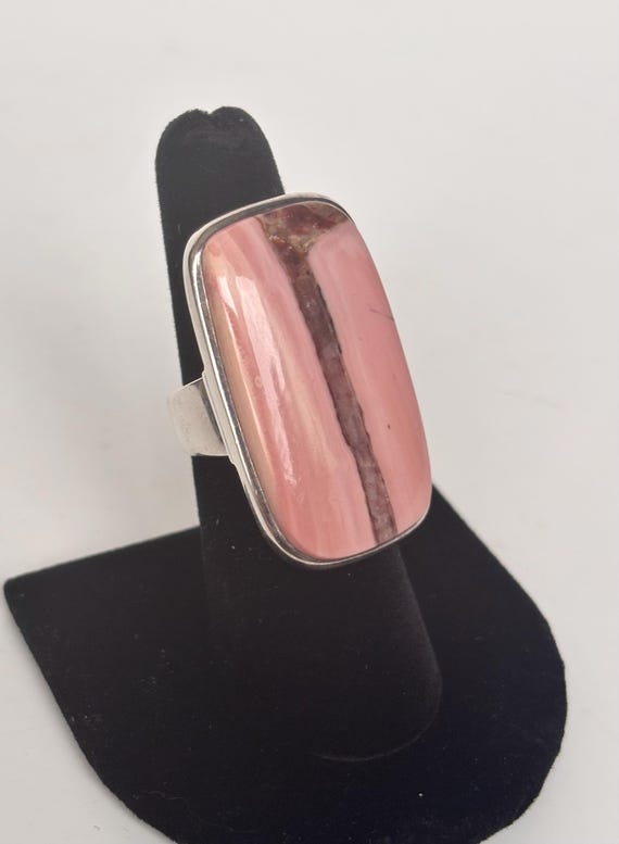 Rhodonite Statement Ring: Sterling Silver, Rectan… - image 2