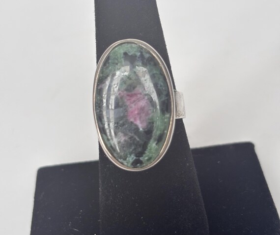 Oval Ruby Zoisite .925 Sterling Silver Ring - Siz… - image 5