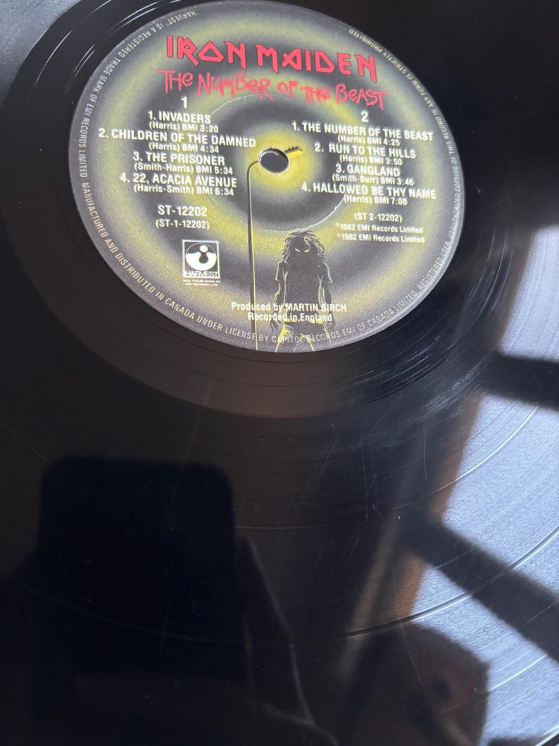 1982 Iron Maiden the Number of the Beast LP Harvest ST12202 Canada