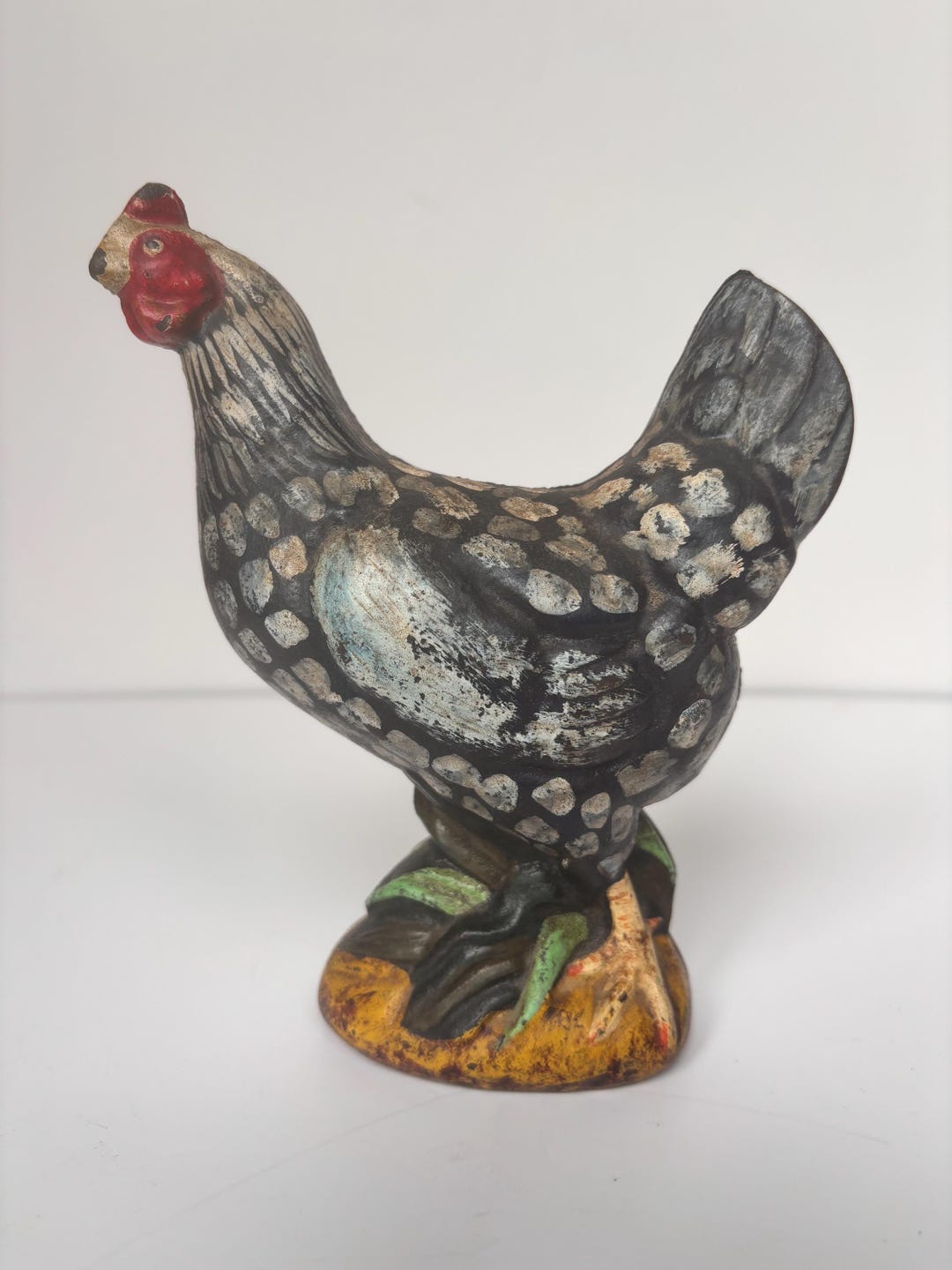 Paperweight Rustic Vintage Cast Iron Hen Figurine • 6” Country Farmhouse Chicken Decor ...