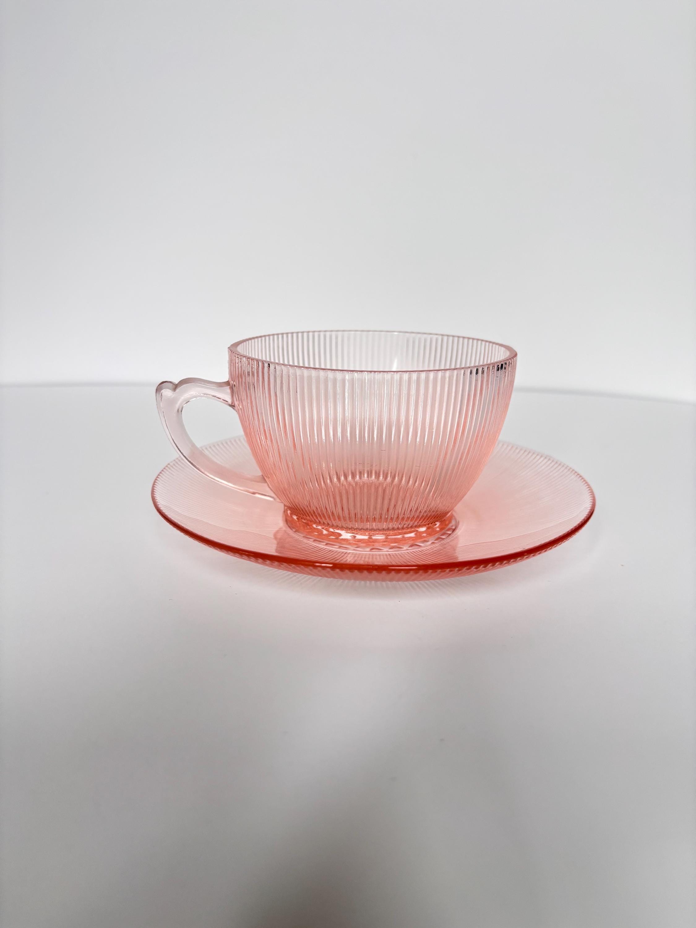 アメリカンアンティーク ピンクデプレッション ティーカップ6客セット