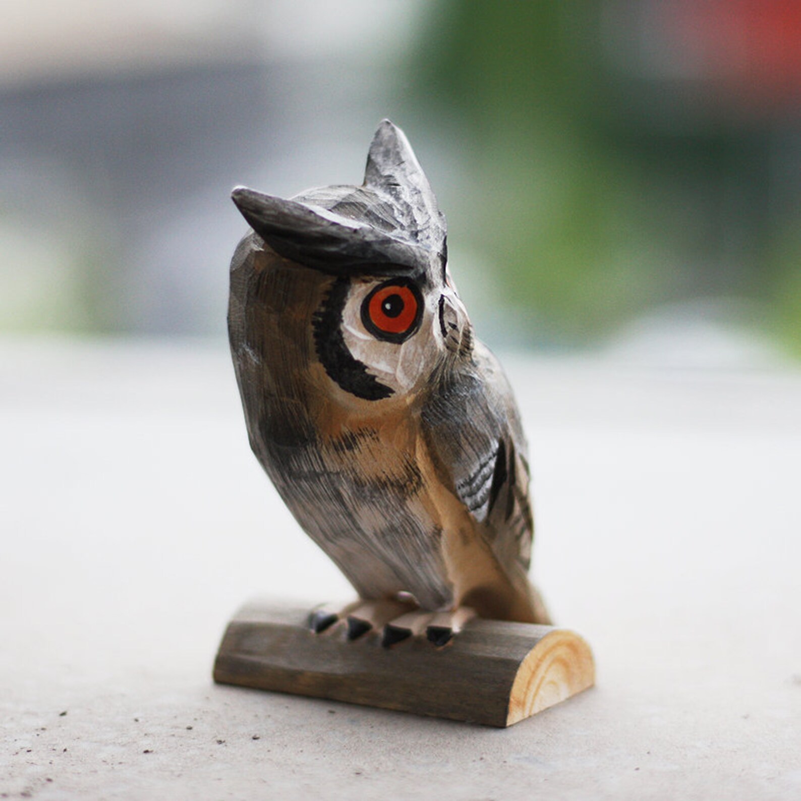 Cute owl figurine Hand carved owl miniature Wooden bird Etsy