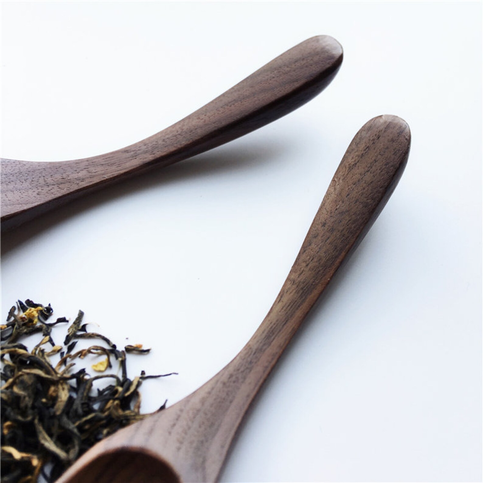 Wooden Tea Leaf Scoop Scoop With Long Handle Rustic Coffee Etsy