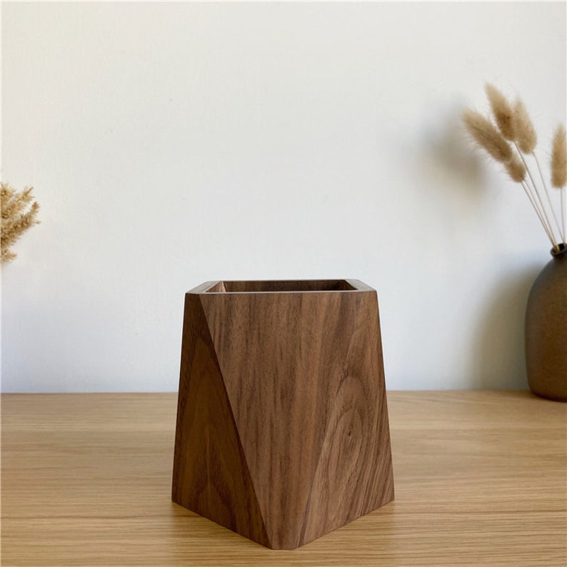 Geometry Wooden Pen Holder Wood Pen Cup Art Pen Case Etsy