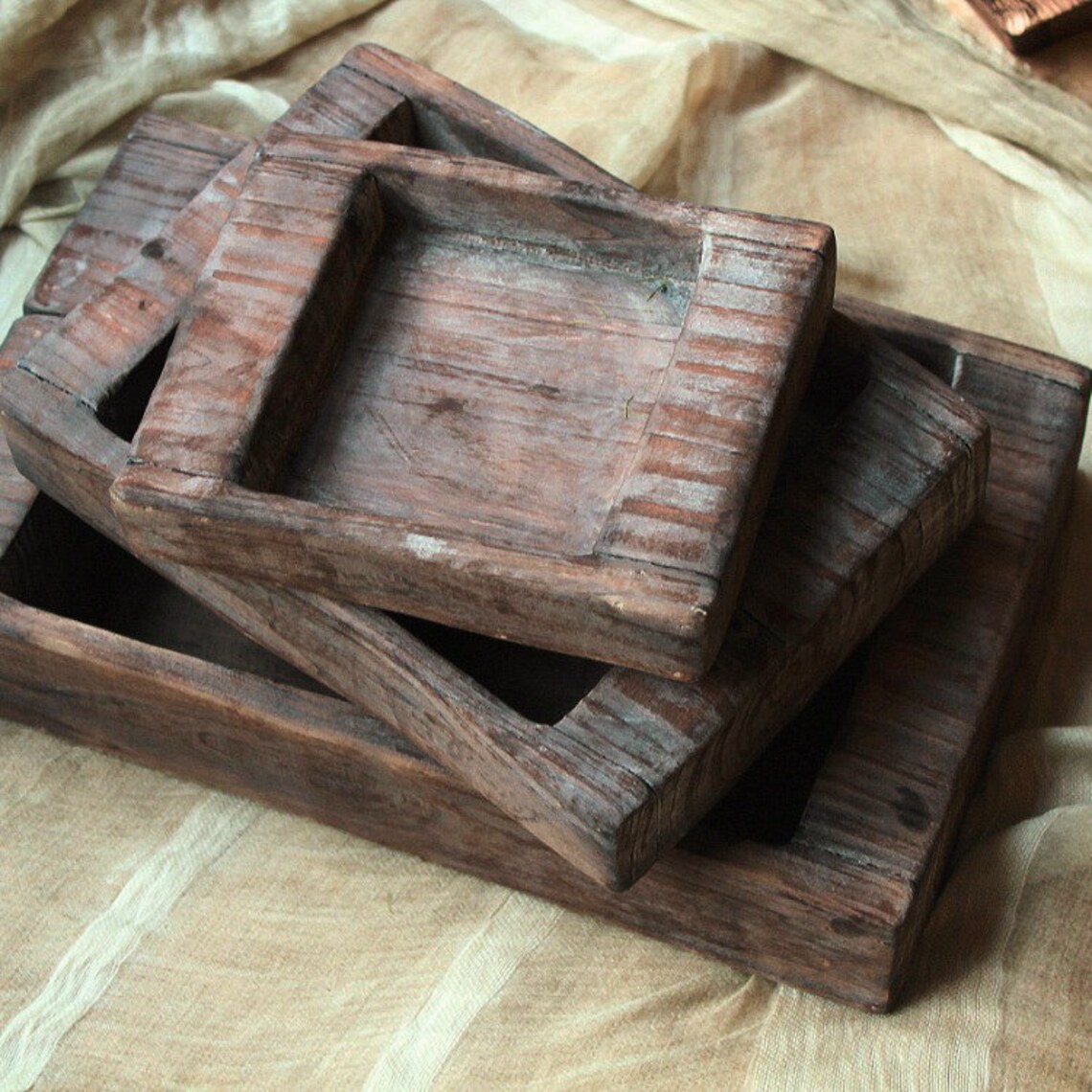 Vintage wooden display tray Antique wood decorative plate Etsy