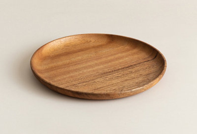 Round plates handmade wooden plates acacia wood sauce Etsy