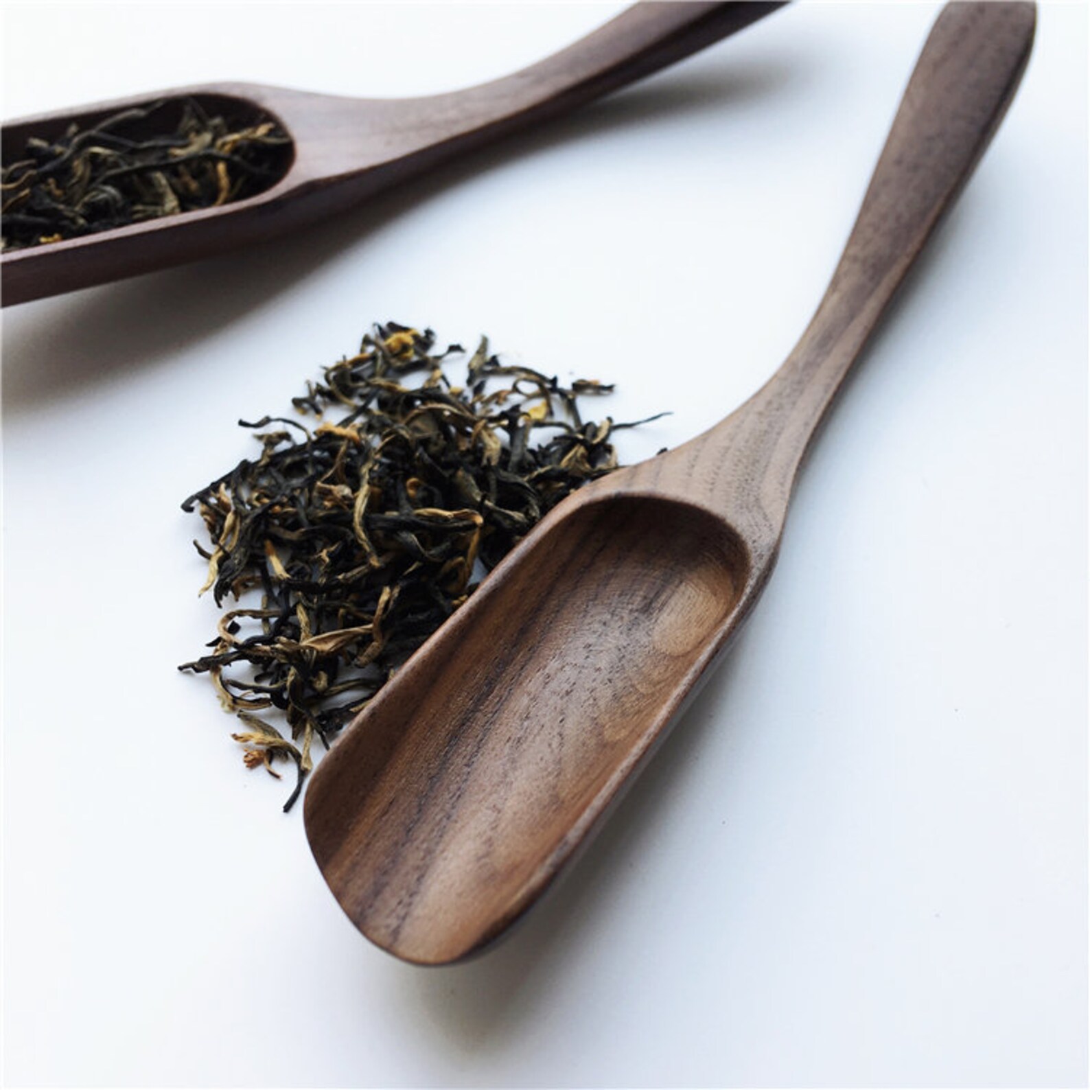 Wooden Tea Leaf Scoop Scoop With Long Handle Rustic Coffee Etsy