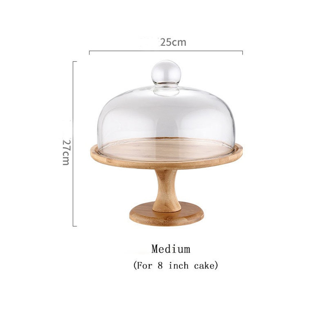 Wooden Cake Display Tray With Glass Cover High Cake Stand Etsy