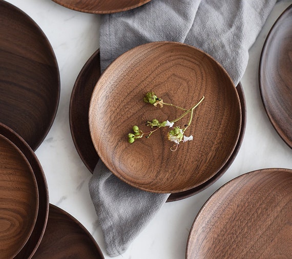 3 sizes available for your selection. Handcrafted Round Wood Plates/Tray for Indoor and Outdoor Use