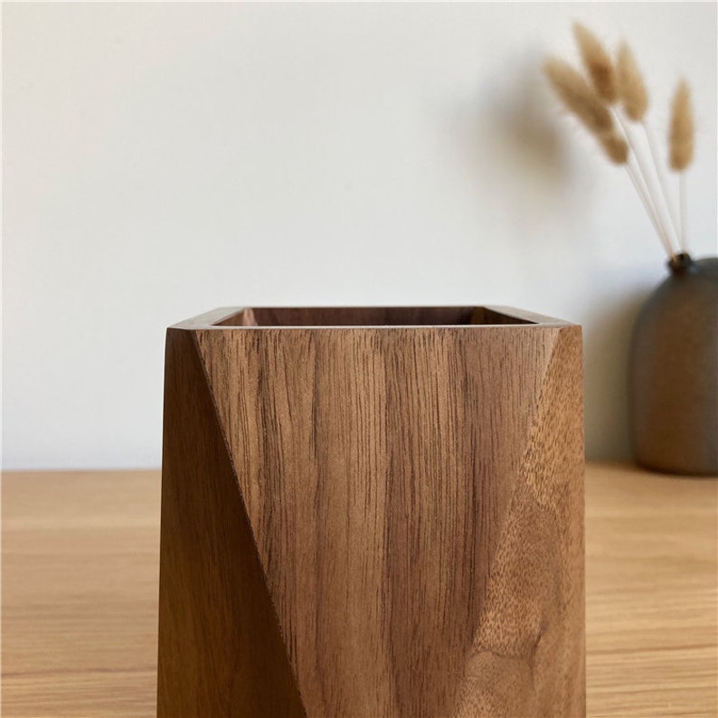 Geometry Wooden Pen Holder Wood Pen Cup Art Pen Case Etsy