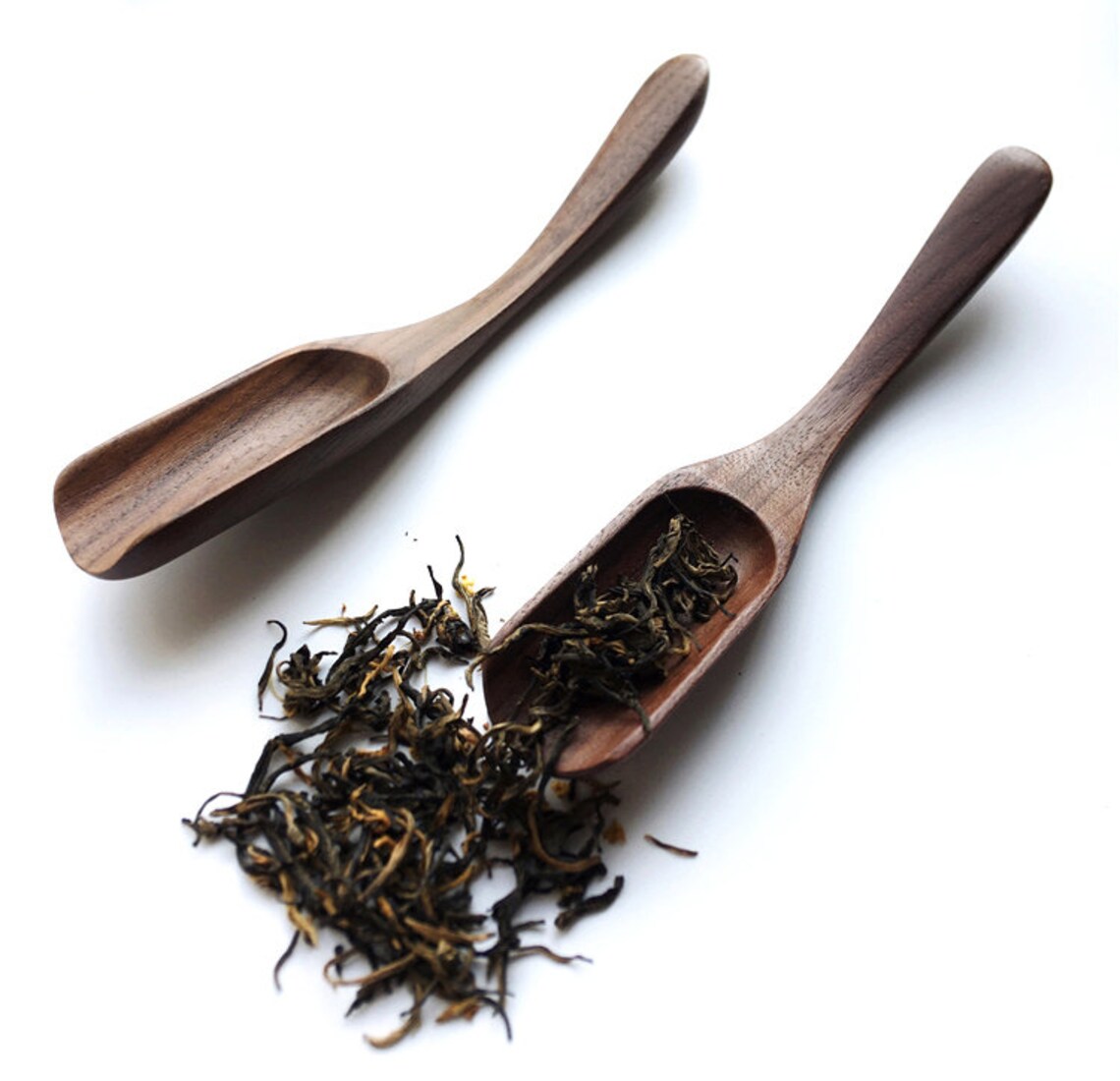 Wooden Tea Leaf Scoop Scoop With Long Handle Rustic Coffee Etsy