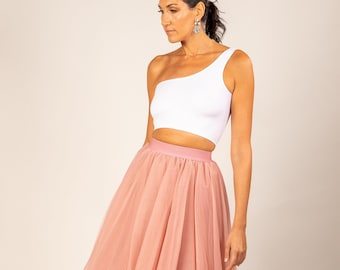 Tulle Tutu Skirt - Midi Vieux Rose Tulle Skirt